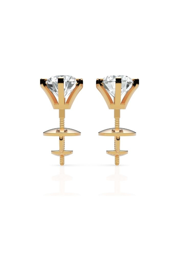 Product image of Yellow Gold, White Gold, Rose Gold 18K gold set with Etically Lab Grown Diamonds Round Solitaire Earrings, curated by Only Ethikal