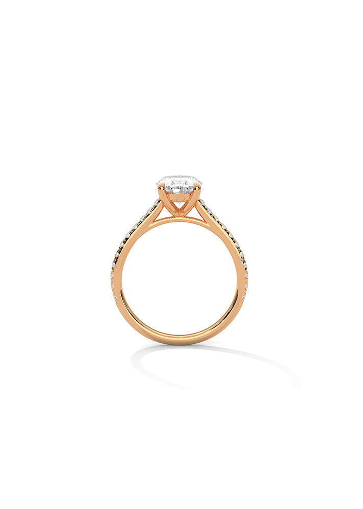 Oval Solitaire Ring With 22 Diamonds-Cat0101