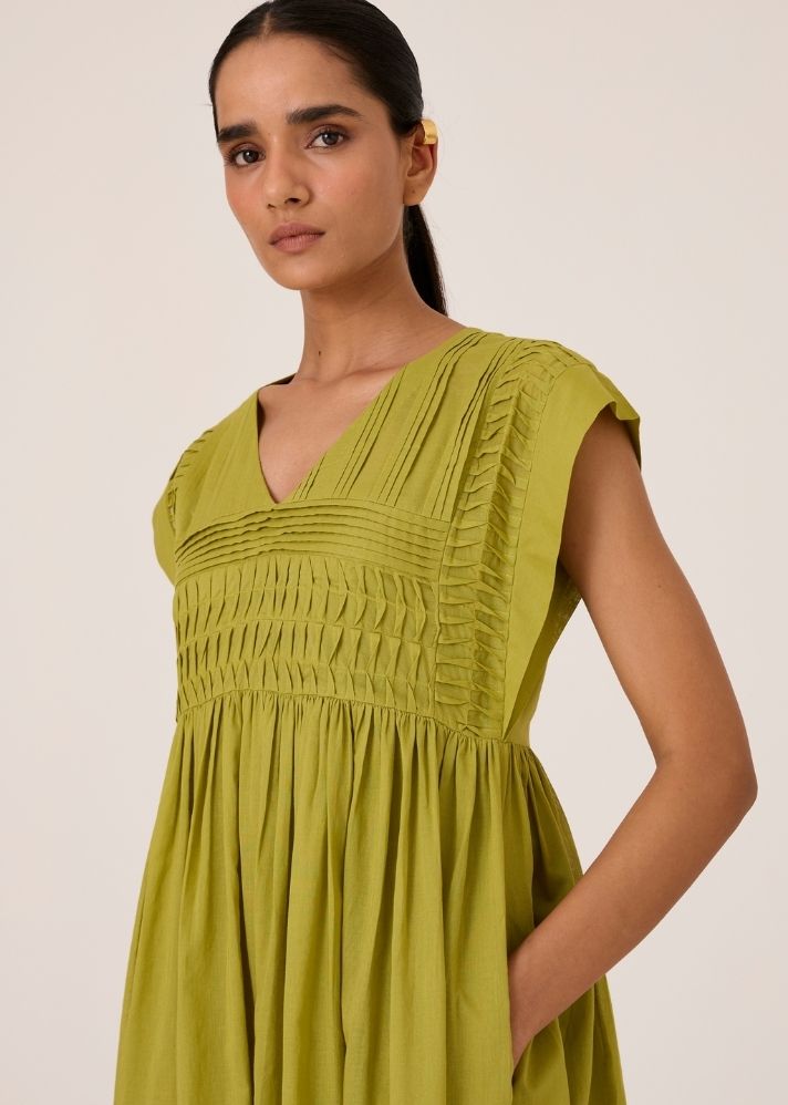 Aelia Citron Pleated Midi Dress