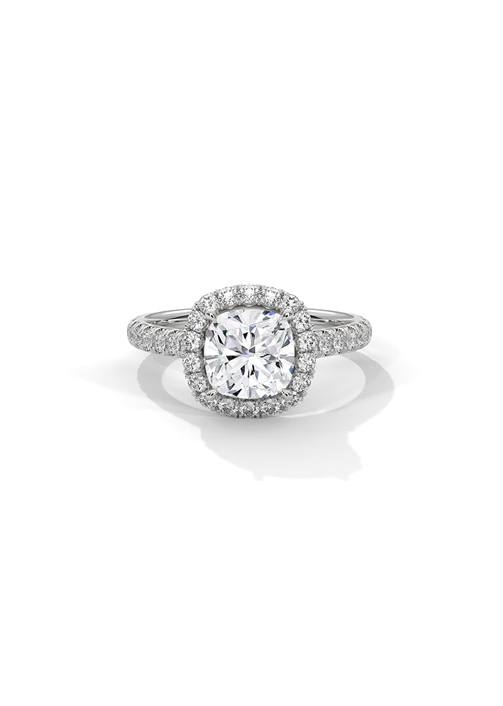 Cushion Cut Solitaire Ring With 38 Diamonds-Cat0134