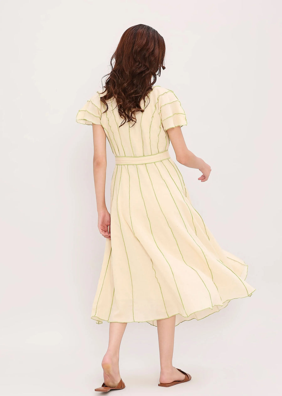 Coco Cream Moss Panelled Dress