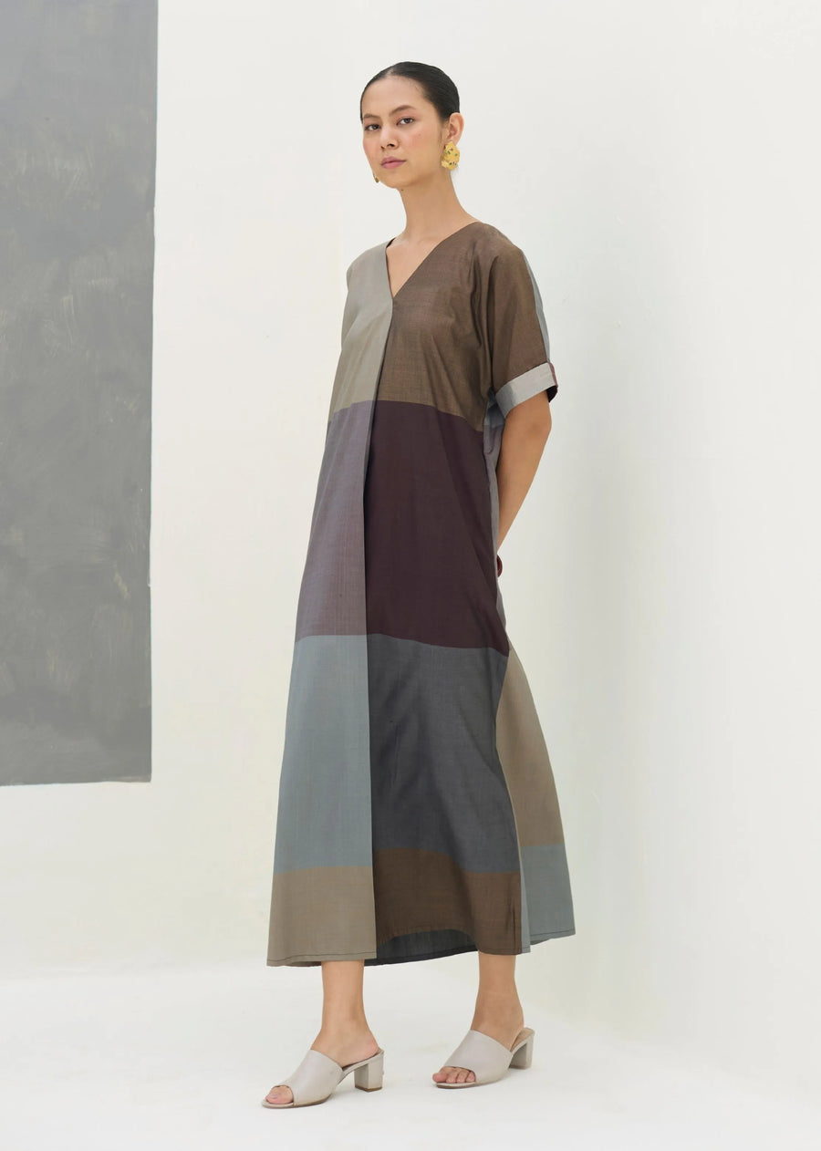Cath Eri Silk Kaftan Dress - Taupe Grey