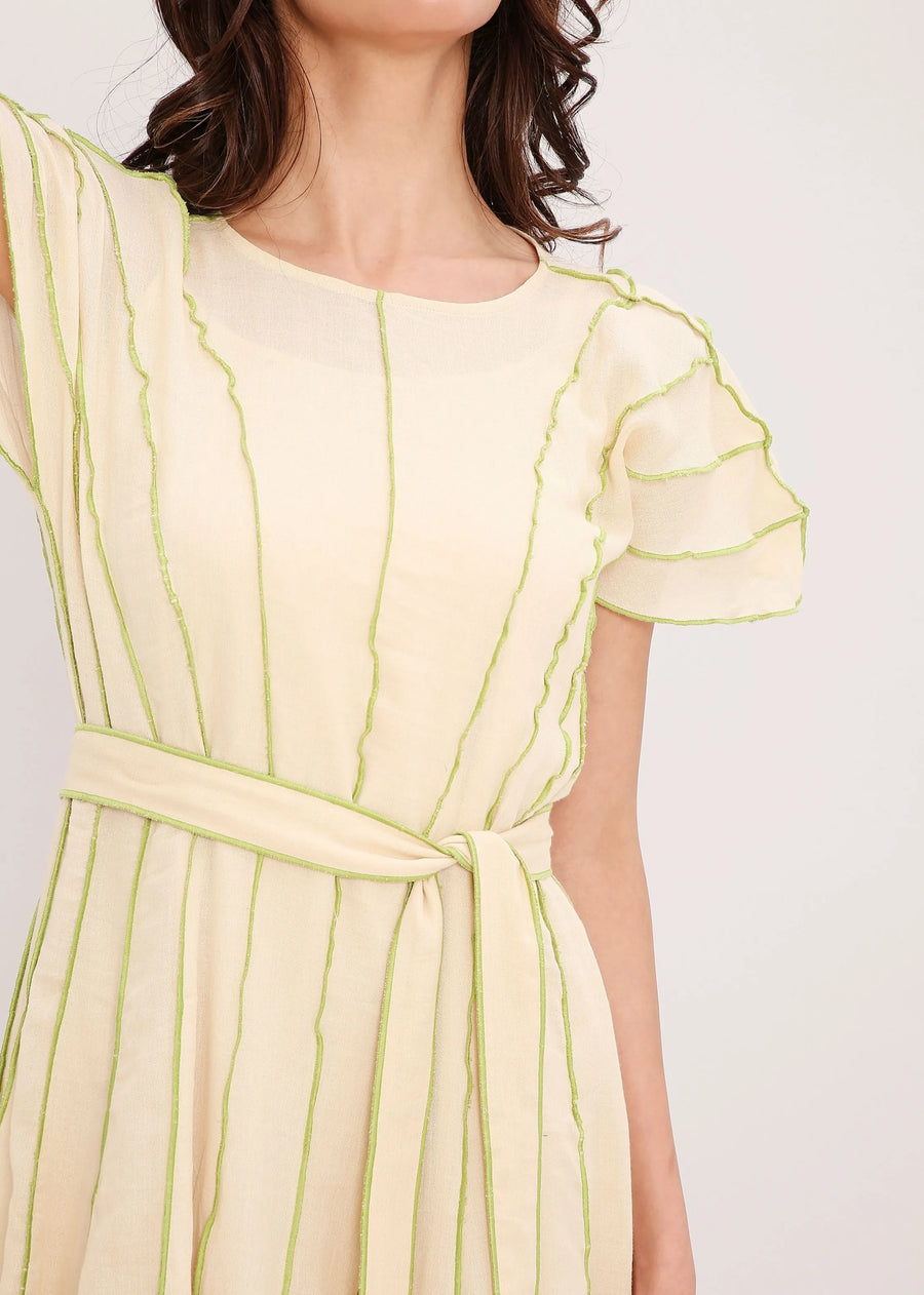 Coco Cream Moss Panelled Dress