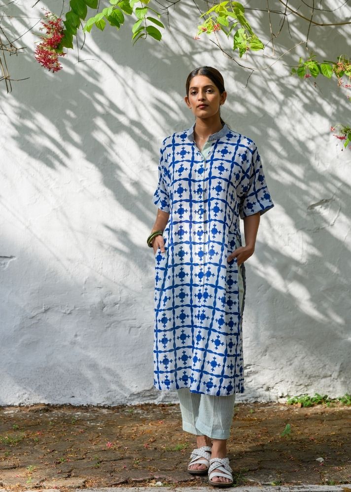 A Model Wearing Multicolor Pure Cotton Ana Karina Co-Ord, curated by Only Ethikal