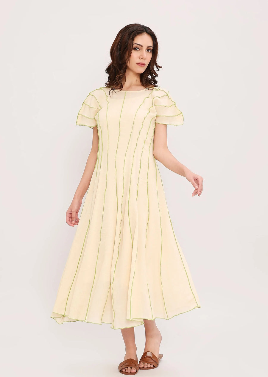 Coco Cream Moss Panelled Dress