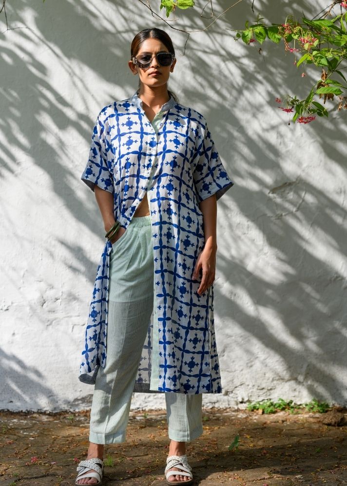 A Model Wearing Multicolor Pure Cotton Ana Karina Co-Ord, curated by Only Ethikal