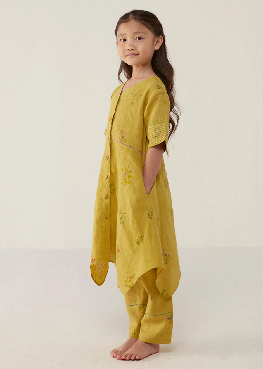 Kids Inoya Linen Co-Ord Set- Ochre