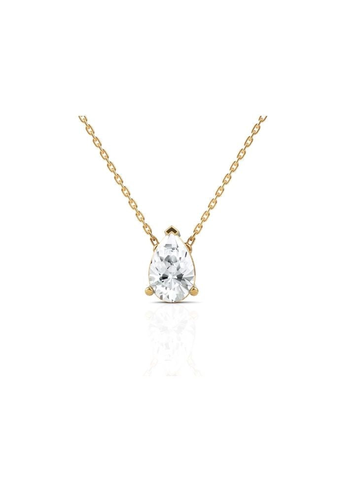 Product image of Yellow Gold, White Gold, Rose Gold 18K gold set with Etically Lab Grown Diamonds Pear Cut Solitaire Neckpiece, curated by Only Ethikal