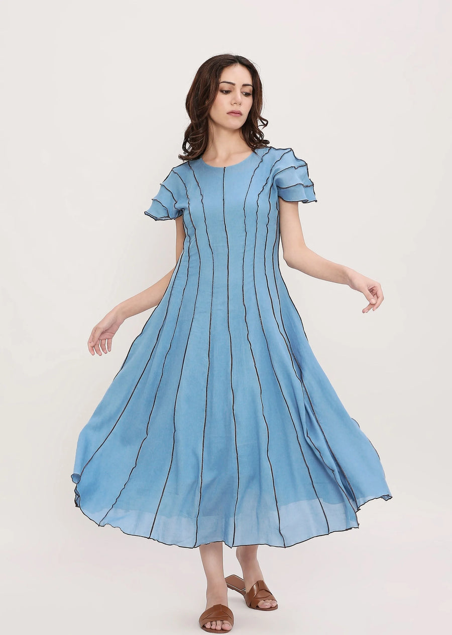 Coco Blue Moss Panelled Dress