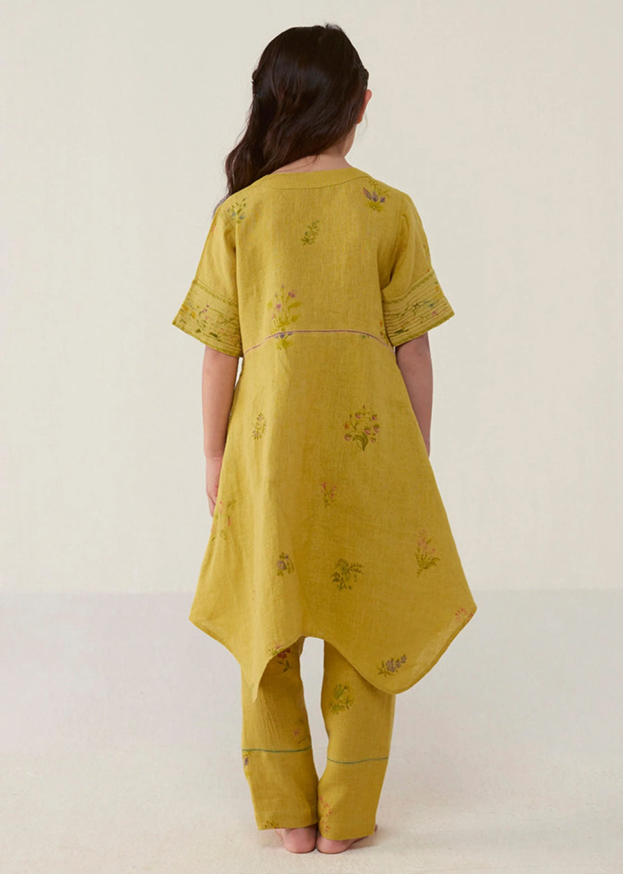 Kids Inoya Linen Co-Ord Set- Ochre