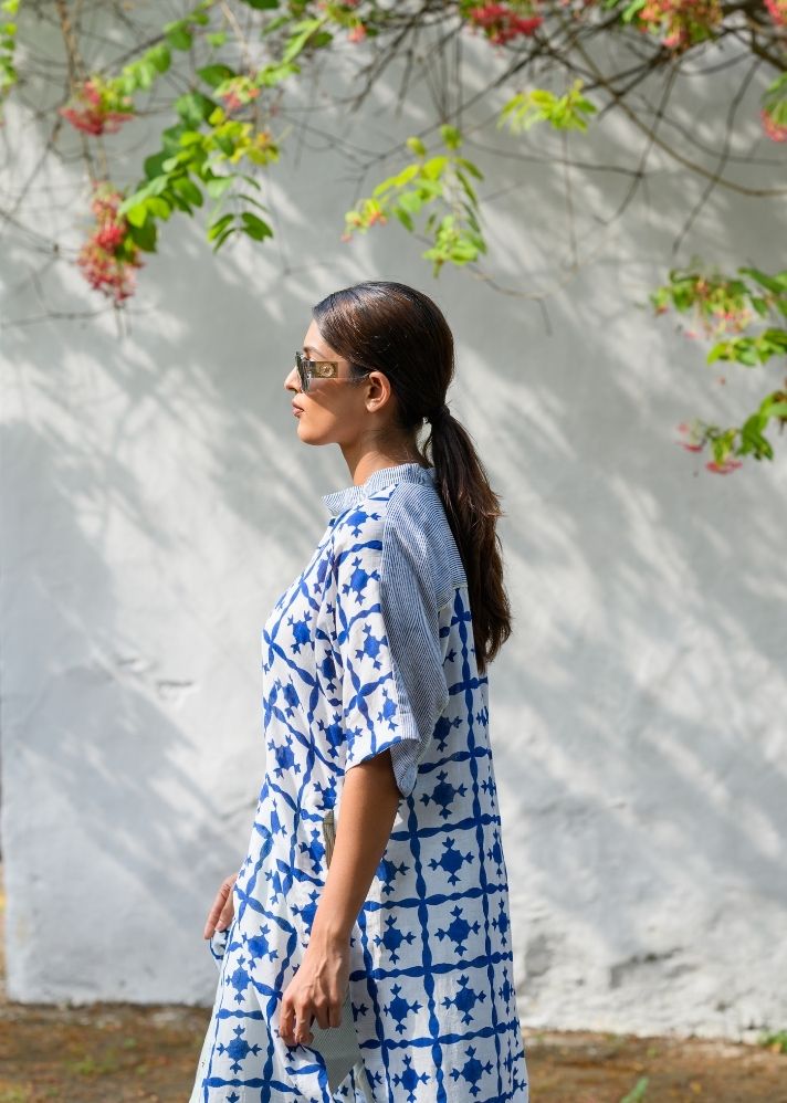 A Model Wearing Multicolor Pure Cotton Ana Karina Co-Ord, curated by Only Ethikal