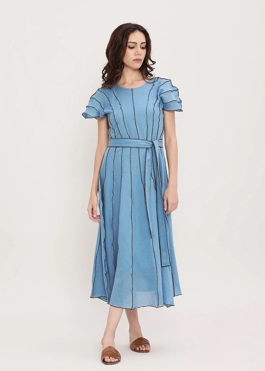Coco Blue Moss Panelled Dress