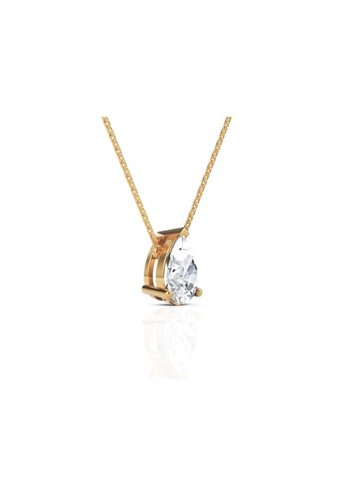 Product image of Yellow Gold, White Gold, Rose Gold 18K gold set with Etically Lab Grown Diamonds Pear Cut Solitaire Neckpiece, curated by Only Ethikal