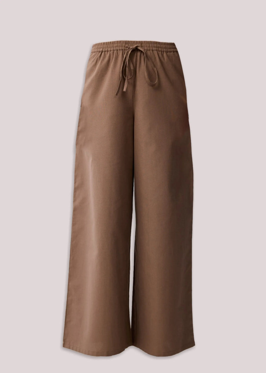 Brown Oversized Jacket & Wide-Leg Pants Co-ord