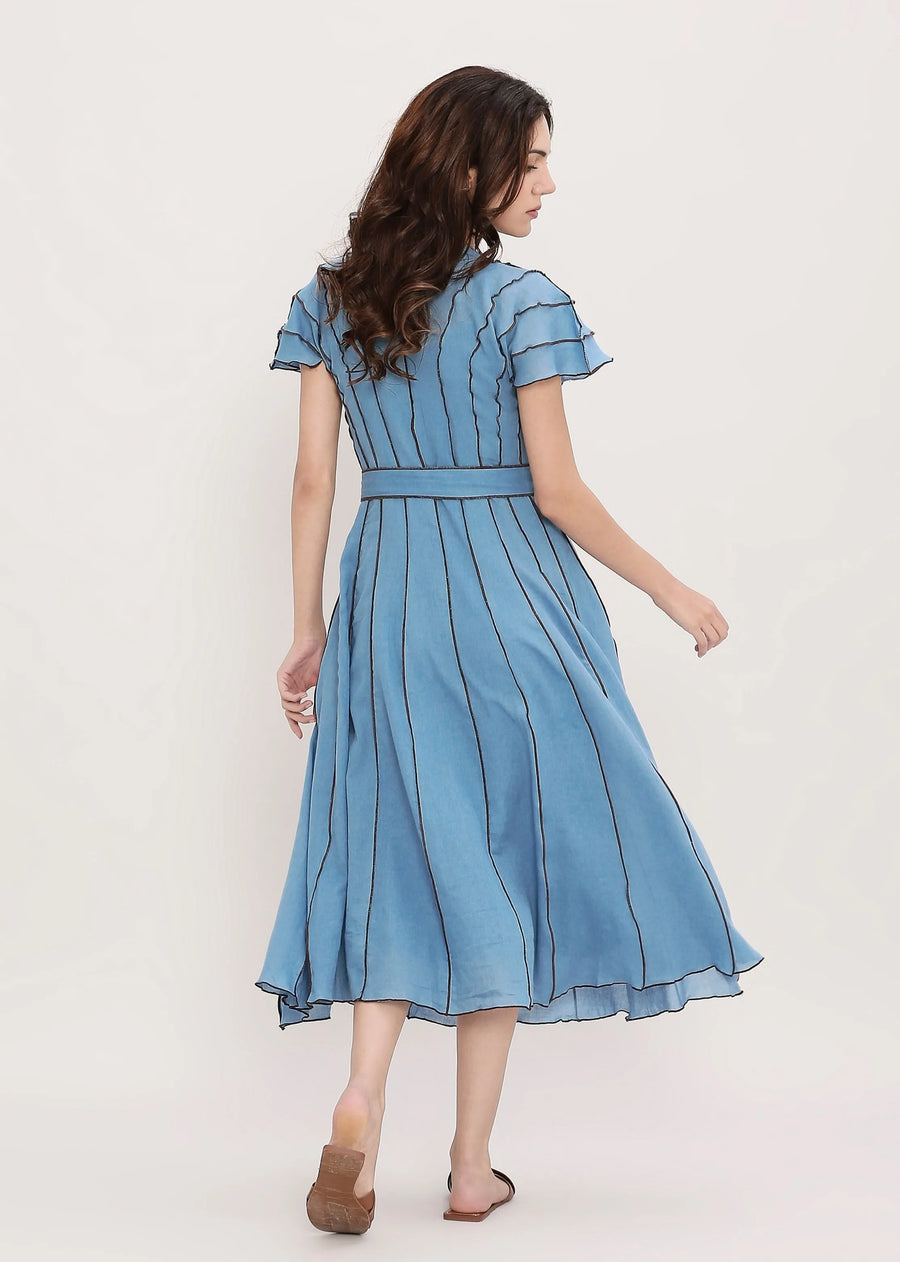 Coco Blue Moss Panelled Dress