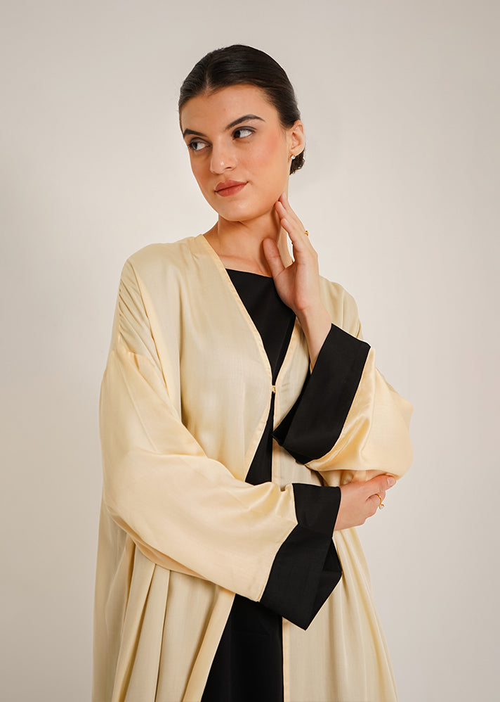 Lara Dual  Butter Abaya &Laila Black Slip