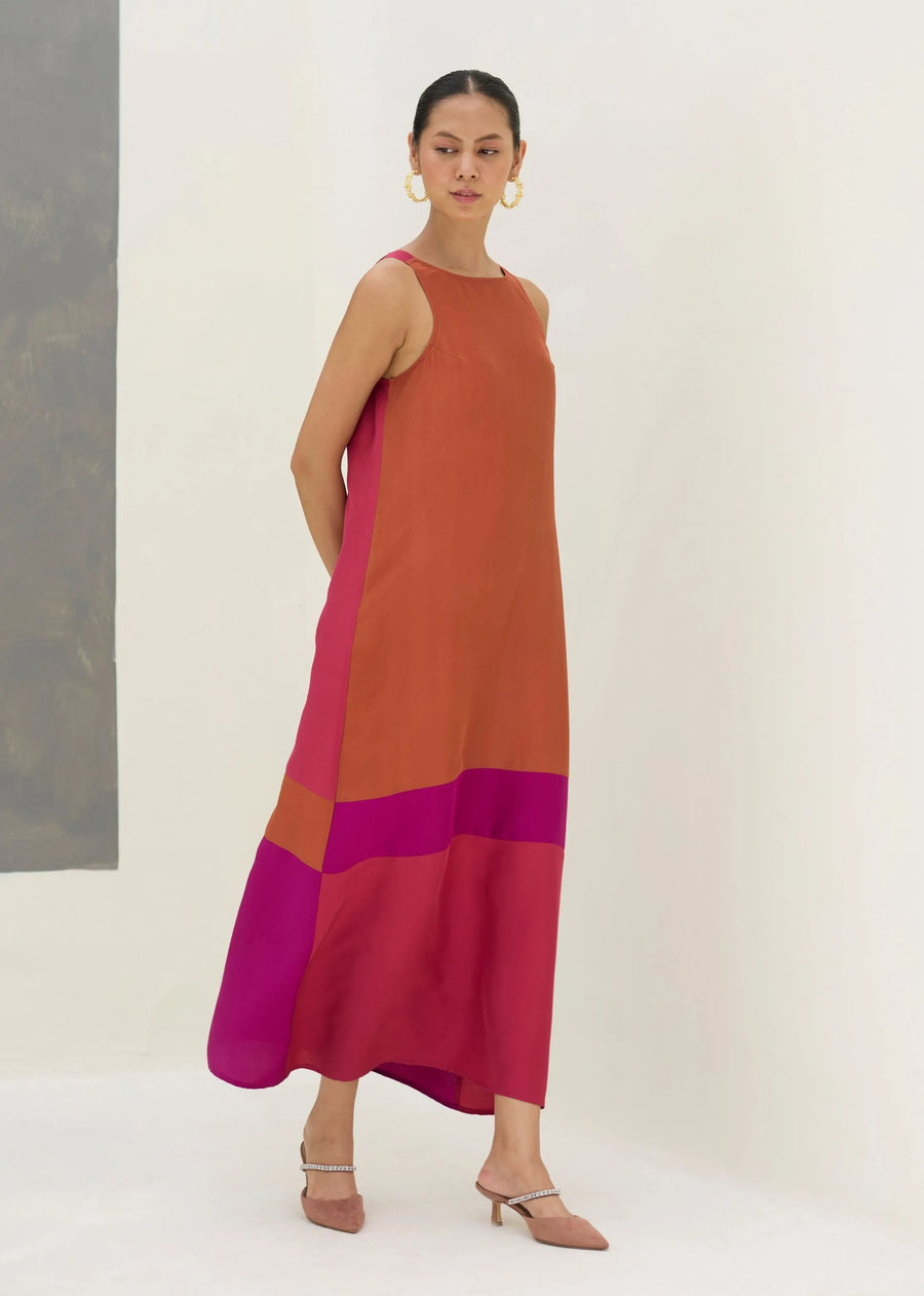 Nida Sleeveless Mulberry Silk Dress - Rose
