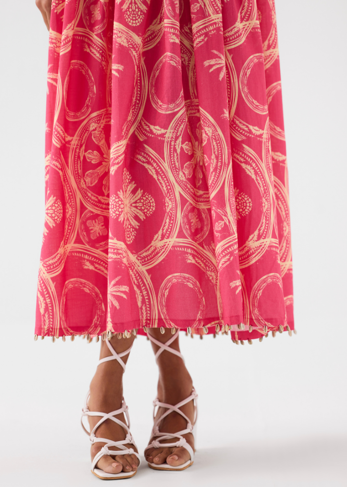 Areca Palm Ruching Dress