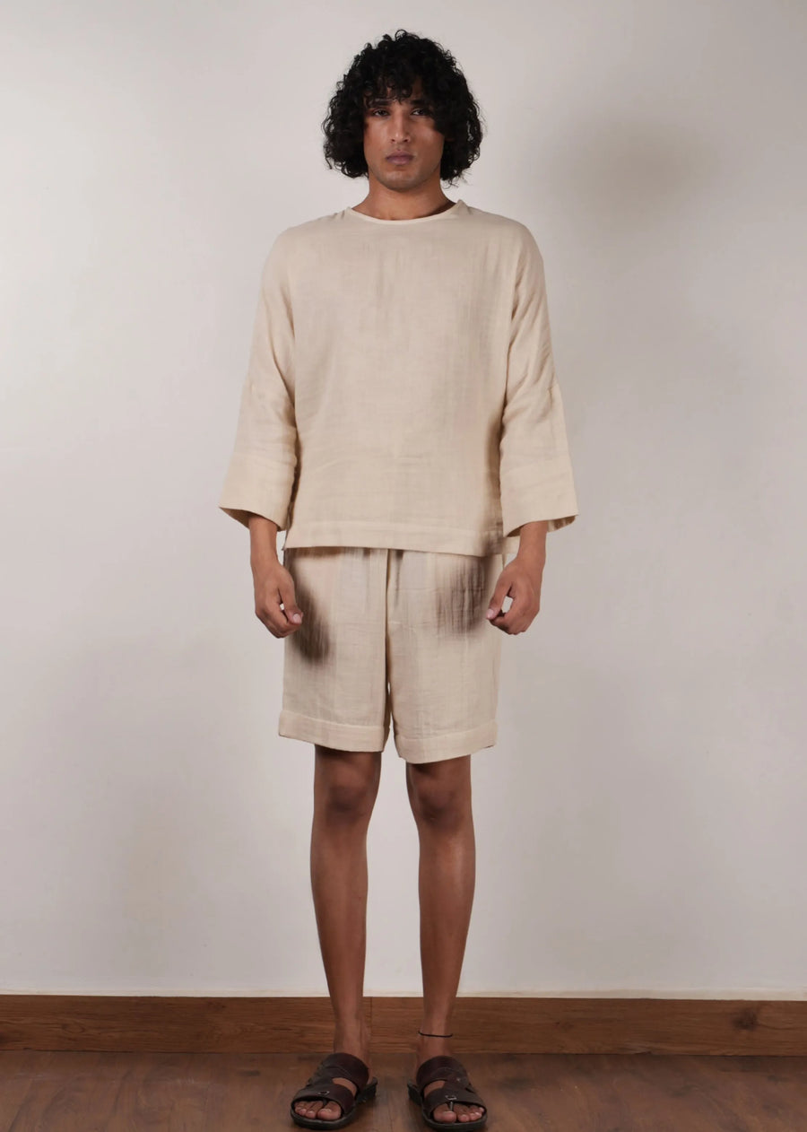 Men'S Cream Crush T-Shirt & Shorts Set (2 Pcs)