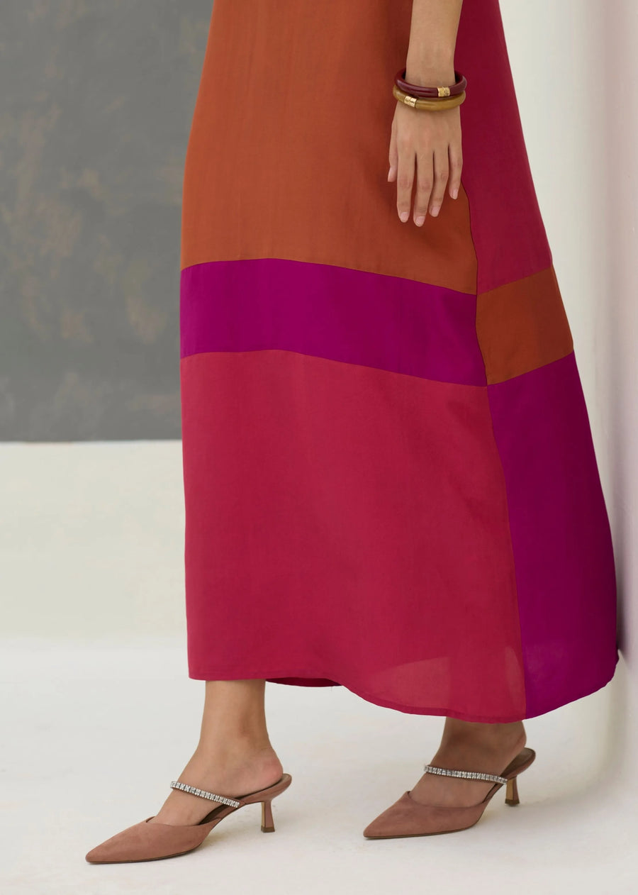 Nida Sleeveless Mulberry Silk Dress - Rose