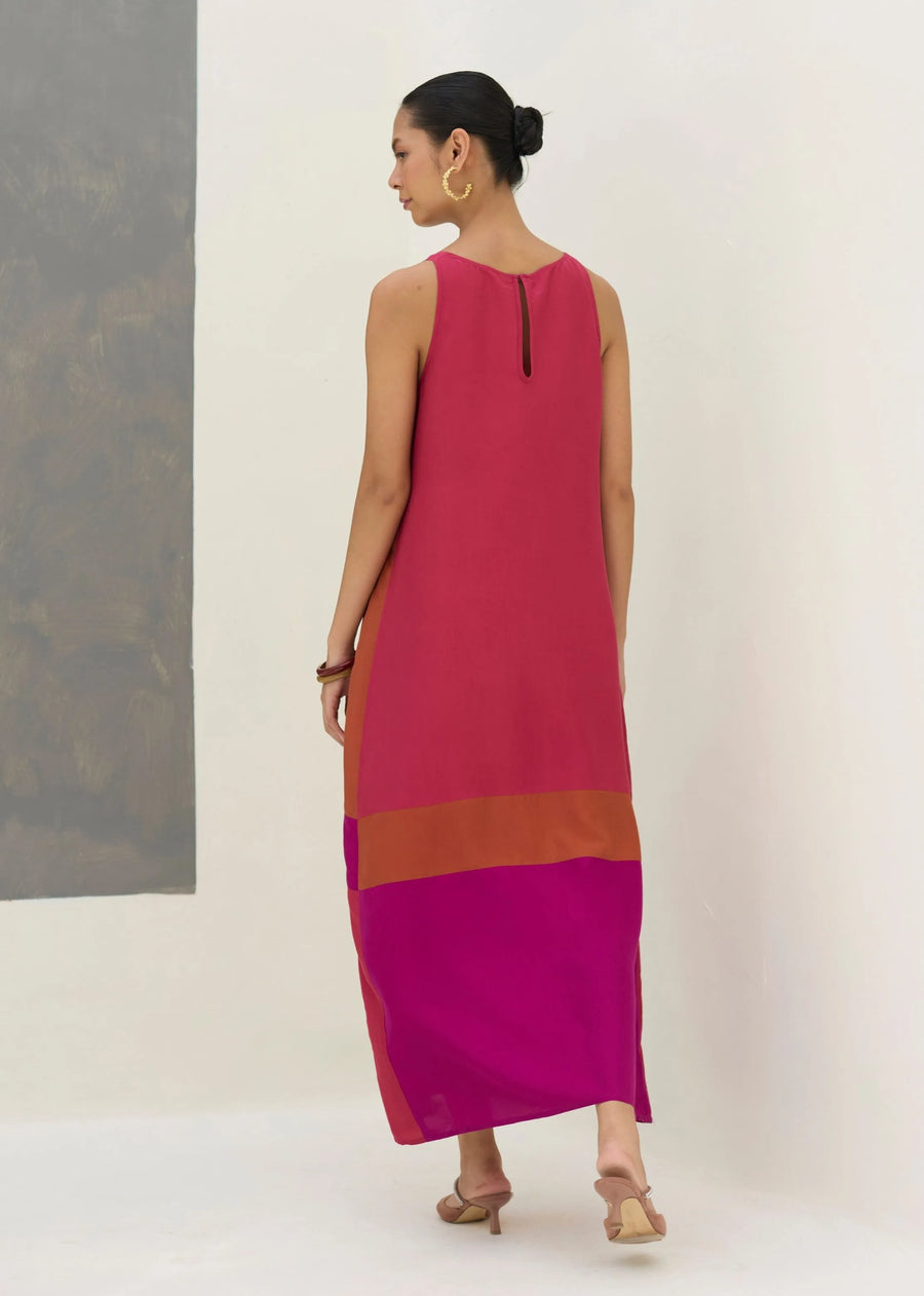 Nida Sleeveless Mulberry Silk Dress - Rose