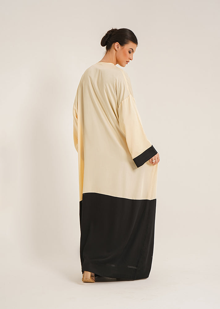 Lara Dual  Butter Abaya &Laila Black Slip