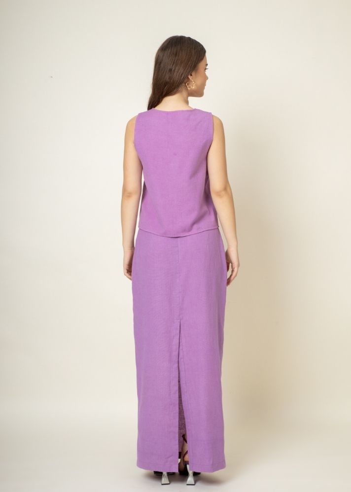 A Model Wearing Purple Organic Cotton Francis Purple Coat, curated by Only Ethikal