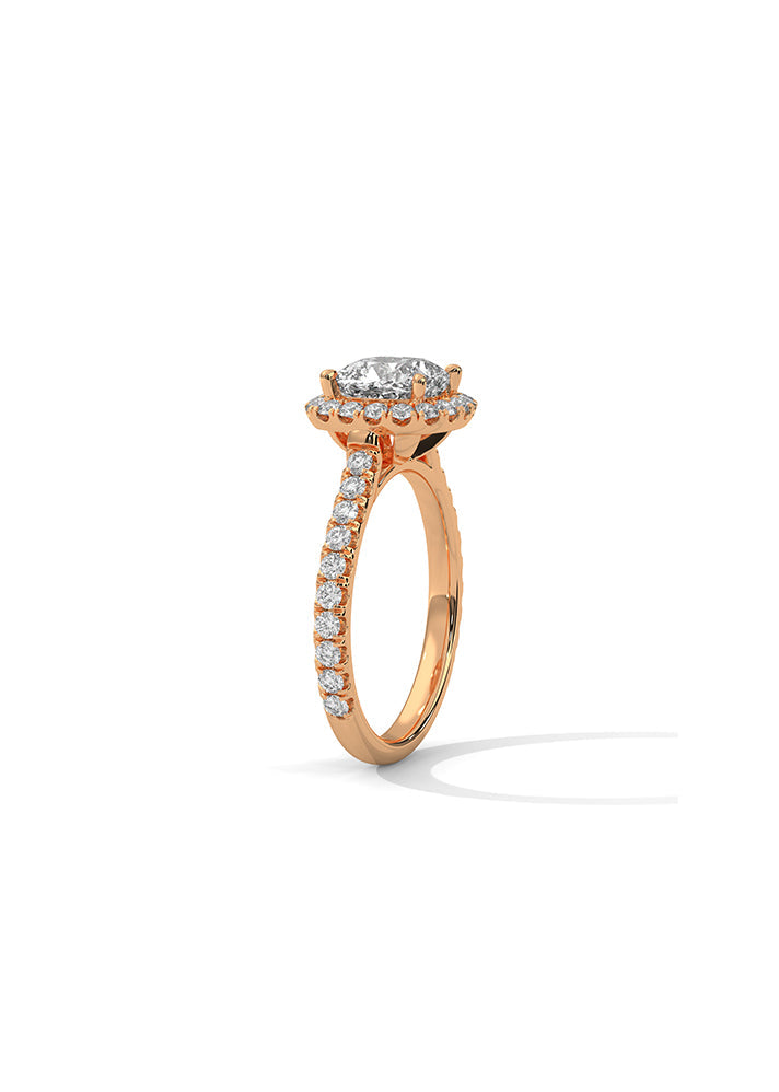 Cushion Cut Solitaire Ring With 38 Diamonds-Cat0134