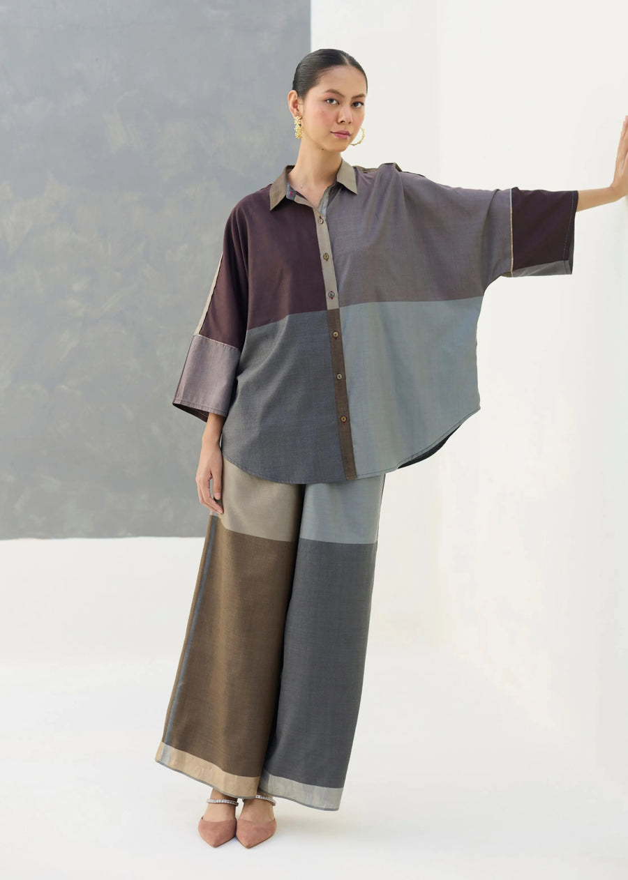 Sara Handwoven Eri Silk Shirt - Taupe Grey