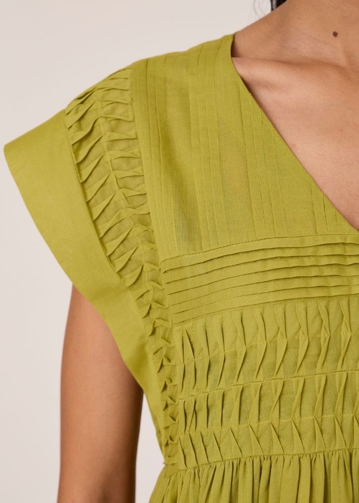 Aelia Citron Pleated Midi Dress