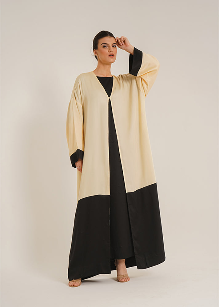 Lara Dual  Butter Abaya &Laila Black Slip