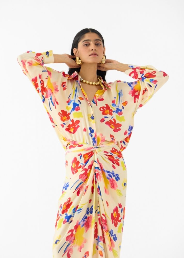 Riad Draped Shirt Dress