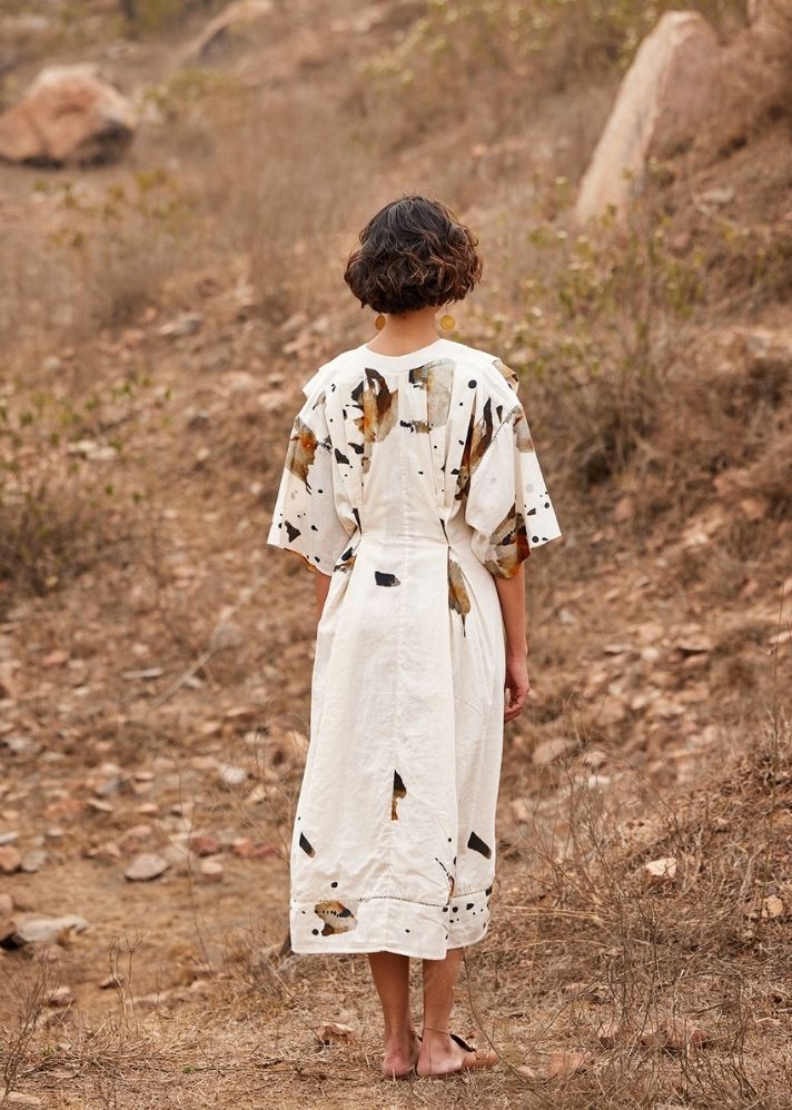 A Model Wearing Multicolor Cotton Mul Bahariya Dress, curated by Only Ethikal