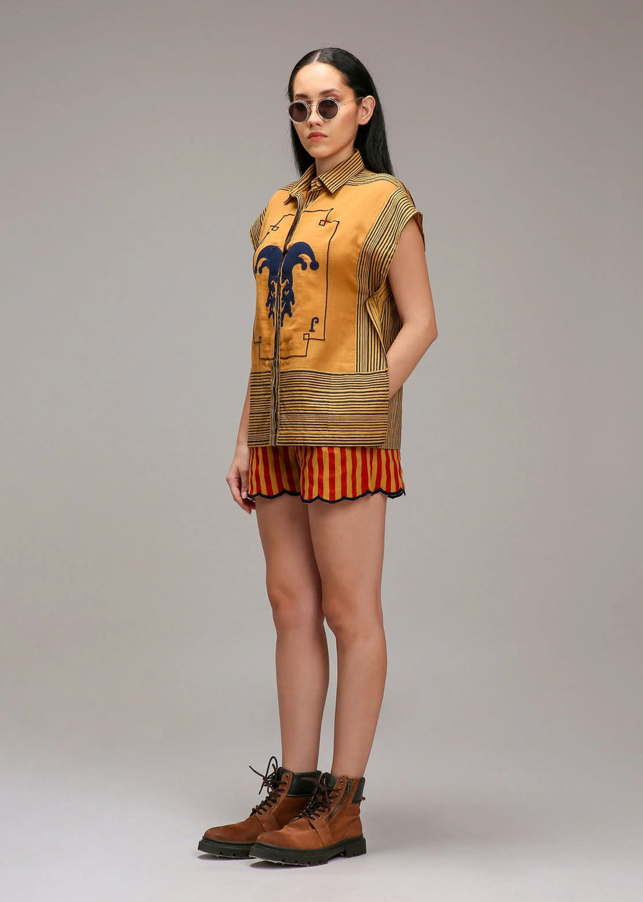 Tan-Brown Joker Shirt Shorts Set