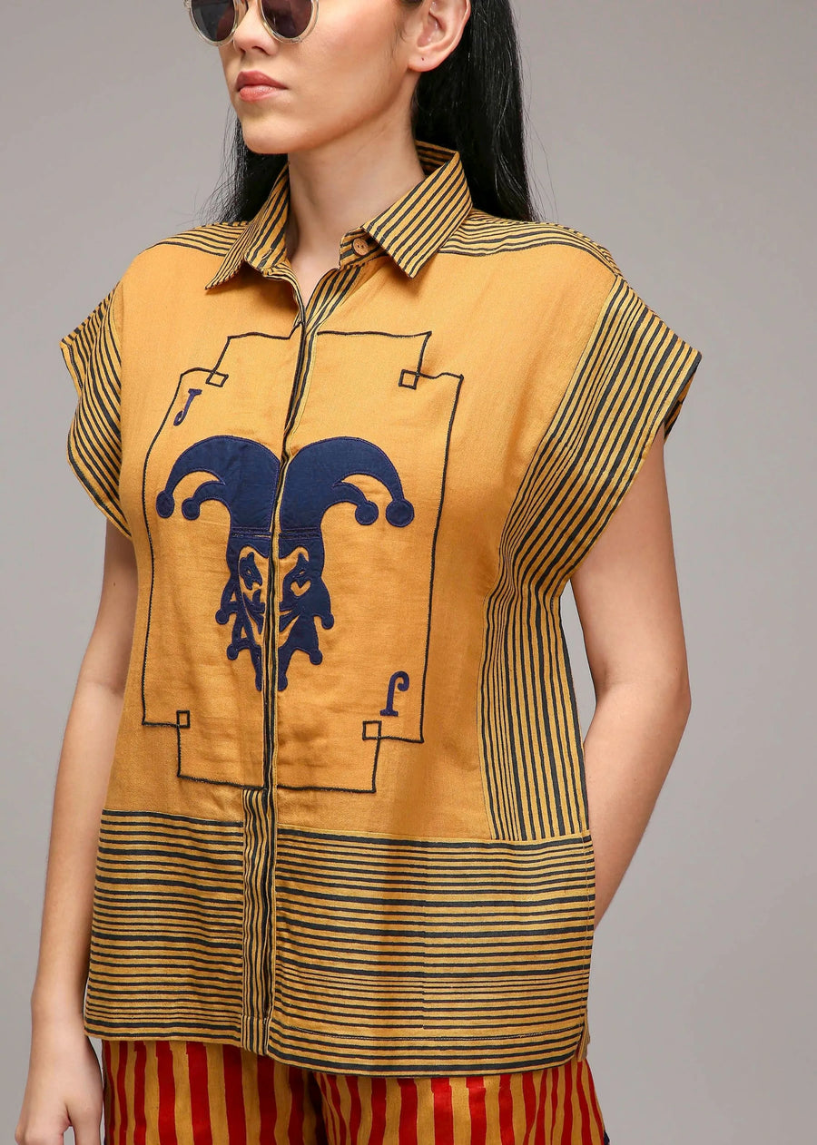 Tan-Brown Joker Shirt Shorts Set