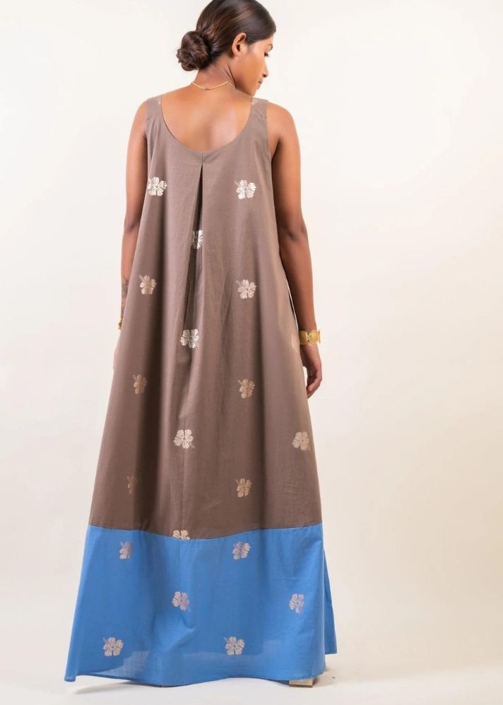 A Model Wearing Multicolor Pure Cotton Raya Marie Maxi Dress, curated by Only Ethikal