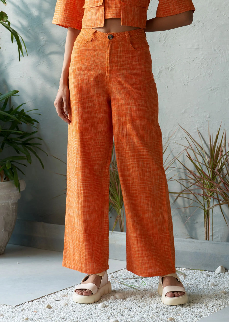 A Model Wearing Orange Pure Cotton Mai Tai Bottoms, curated by Only Ethikal