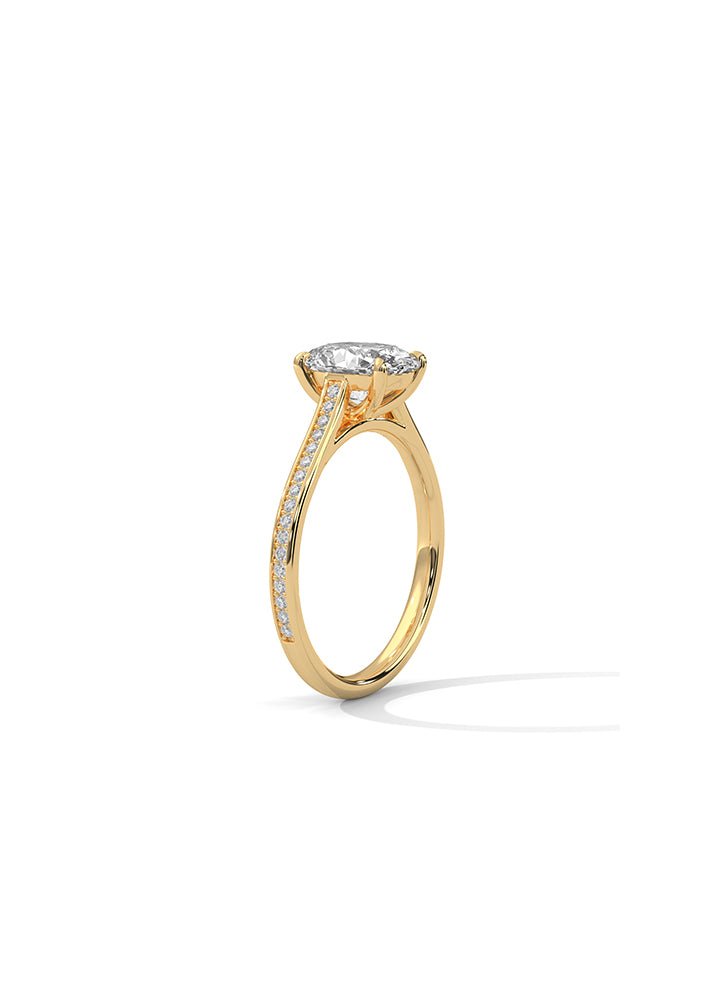 Oval Cut Solitaire Ring With 34 Diamonds-Cat0153