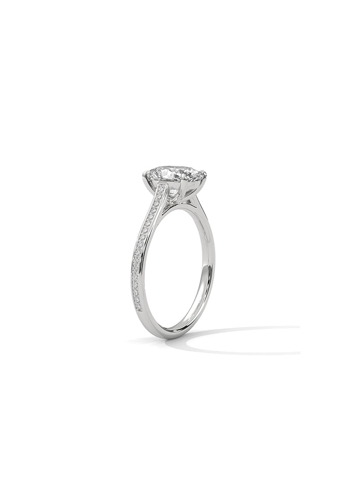 Oval Cut Solitaire Ring With 34 Diamonds-Cat0153