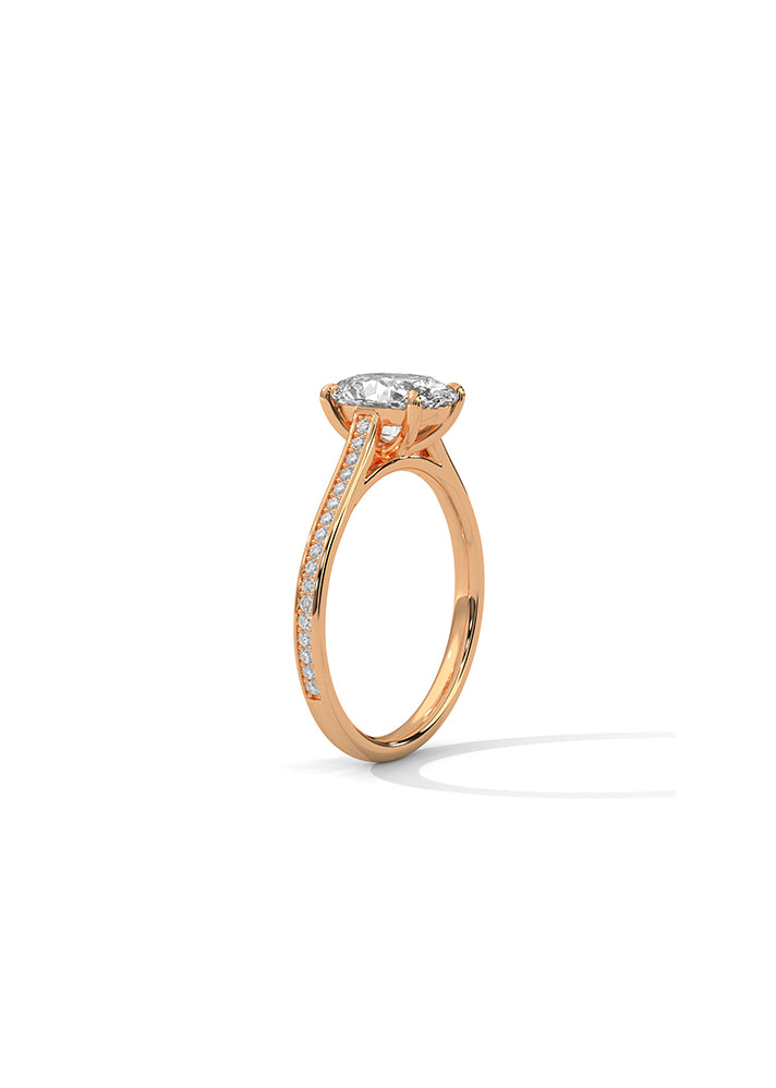 Oval Cut Solitaire Ring With 34 Diamonds-Cat0153