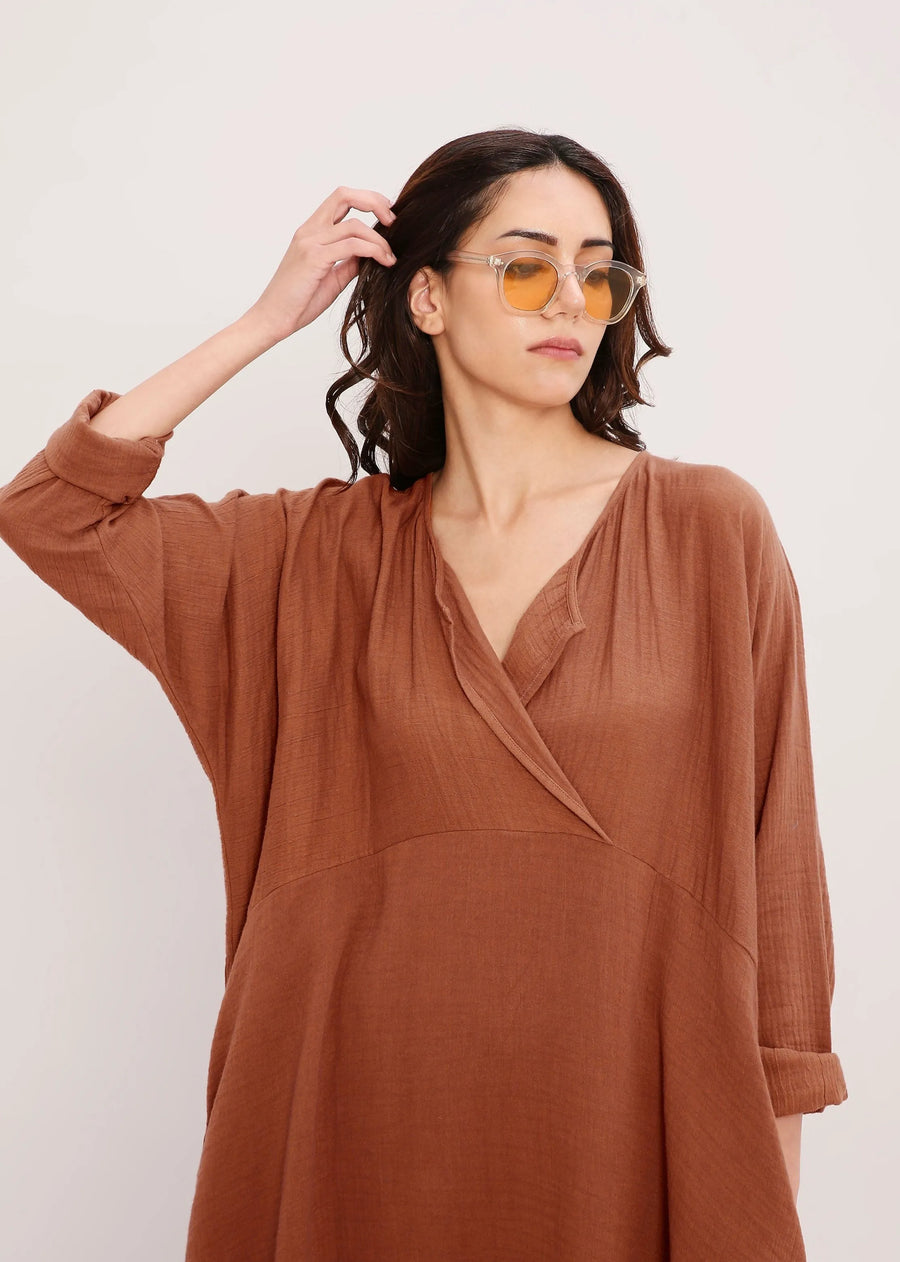 Coco Brown Kaftan Tunic Set (2 Pcs)