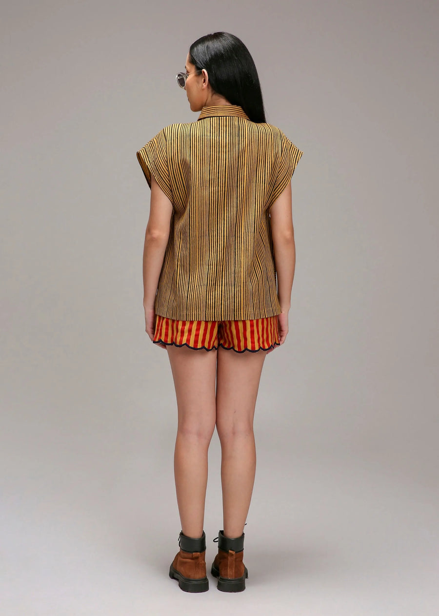 Tan-Brown Joker Shirt Shorts Set