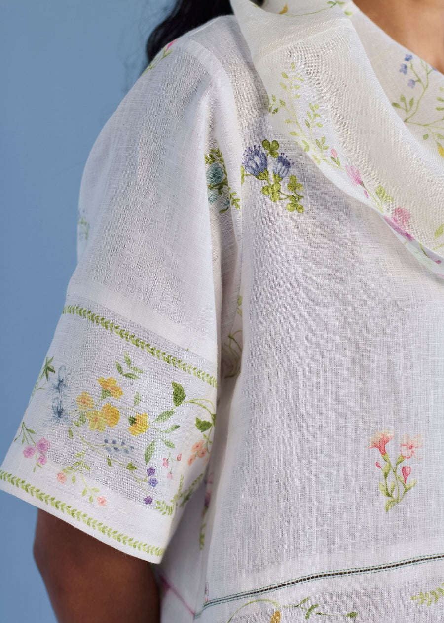 Imara Cowl Neck Linen Dress - White