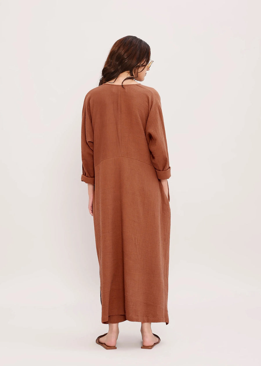 Coco Brown Kaftan Tunic Set (2 Pcs)