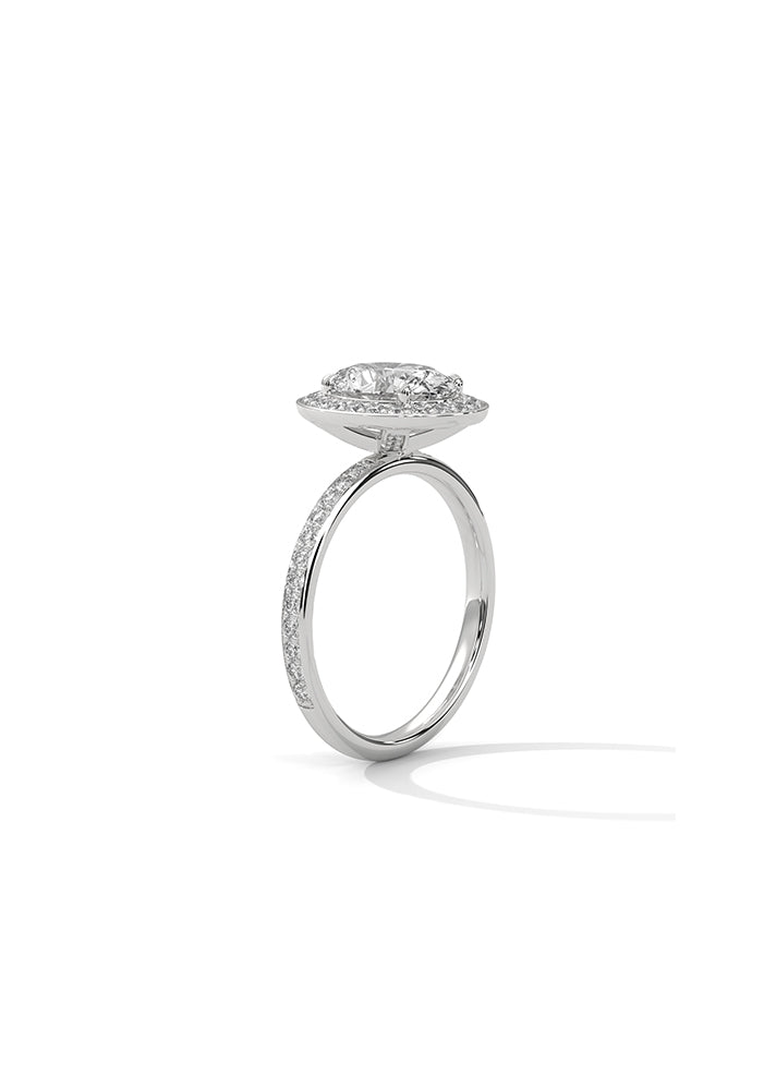 Oval Cut Solitaire Ring With 58 Diamonds-Cat0154