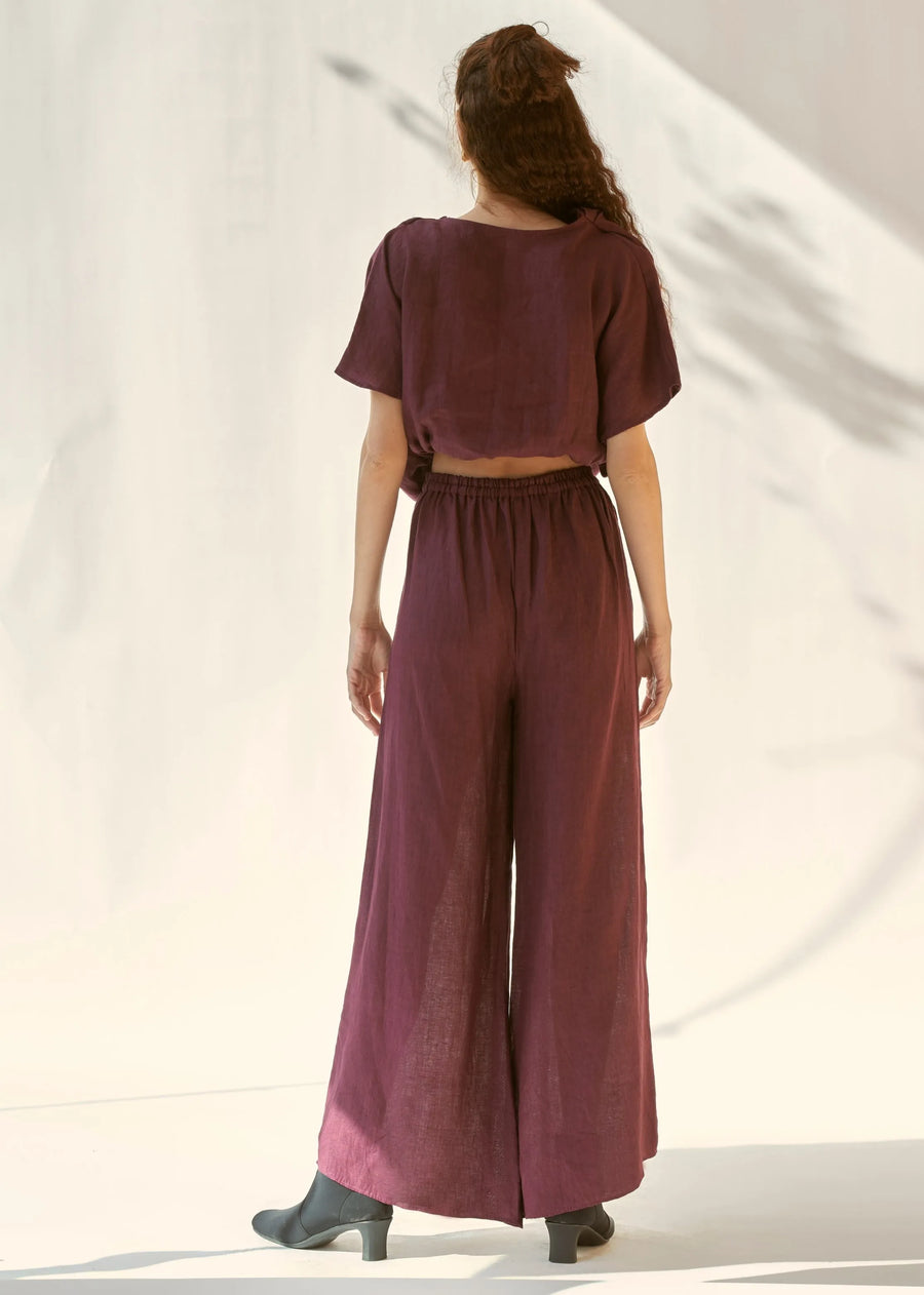 Cowl Set Co-Ord Set- Wine