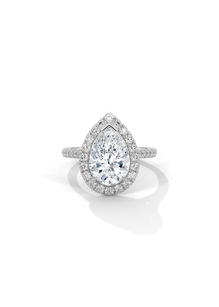 Pear Cut Solitaire Ring With 42 Diamonds-Cat0155