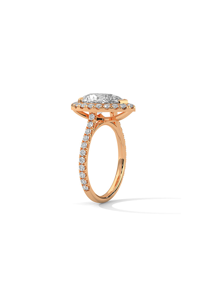 Pear Cut Solitaire Ring With 42 Diamonds-Cat0155