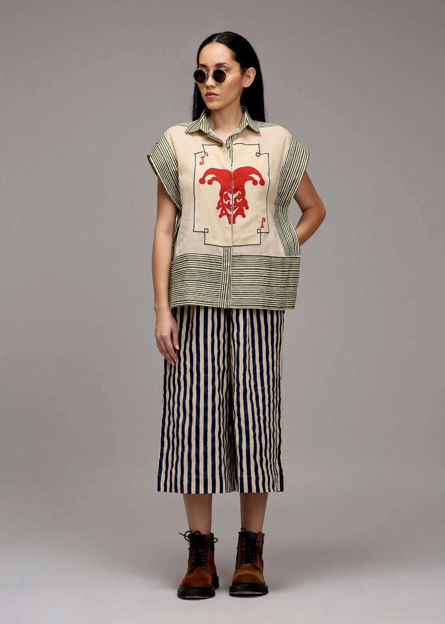 Egg-Shell Joker Shirt Capre Set