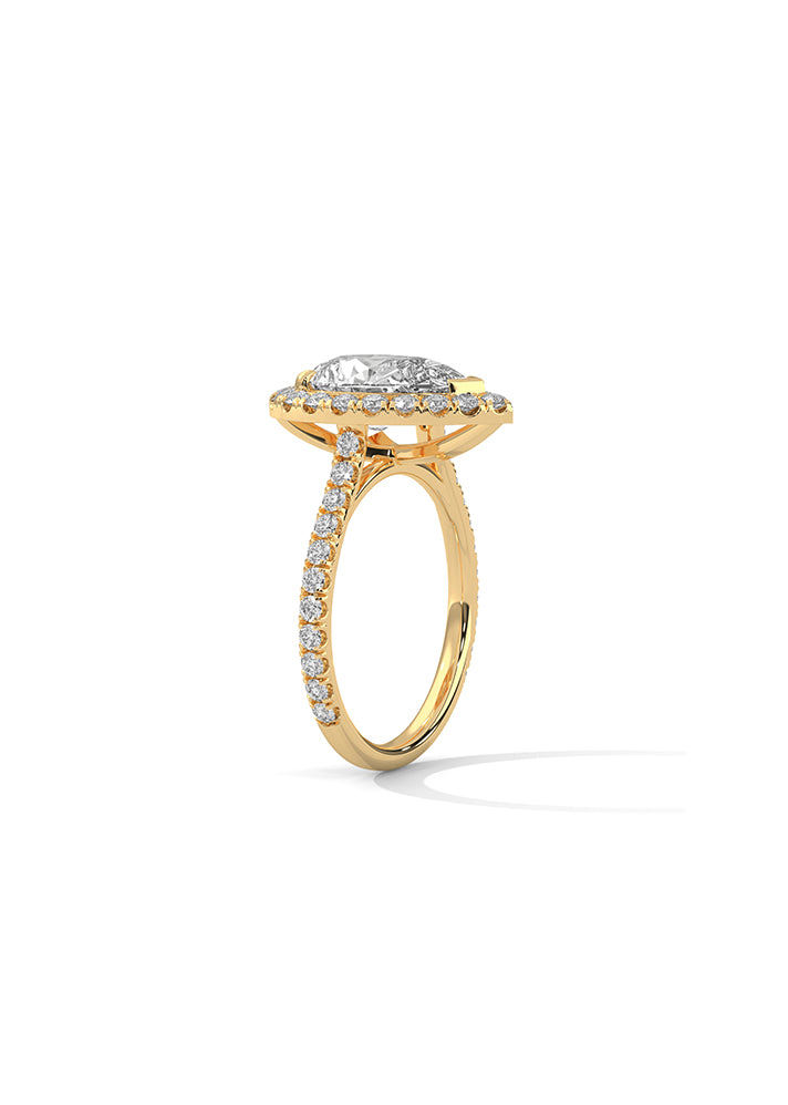 Pear Cut Solitaire Ring With 42 Diamonds-Cat0155